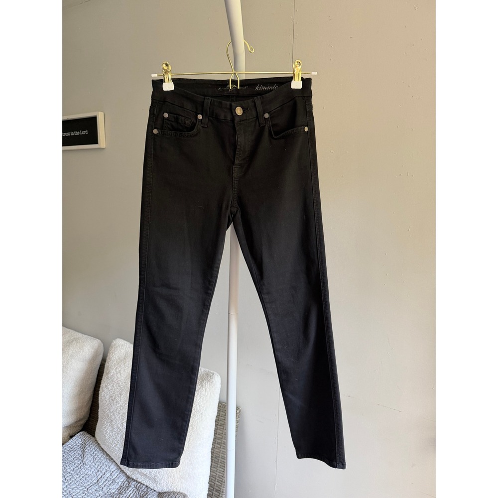 7 For All Mankind Kimmie Crop Jeans Women 25 Black Excellent Skinny Mid Rise - Picture 2 of 8